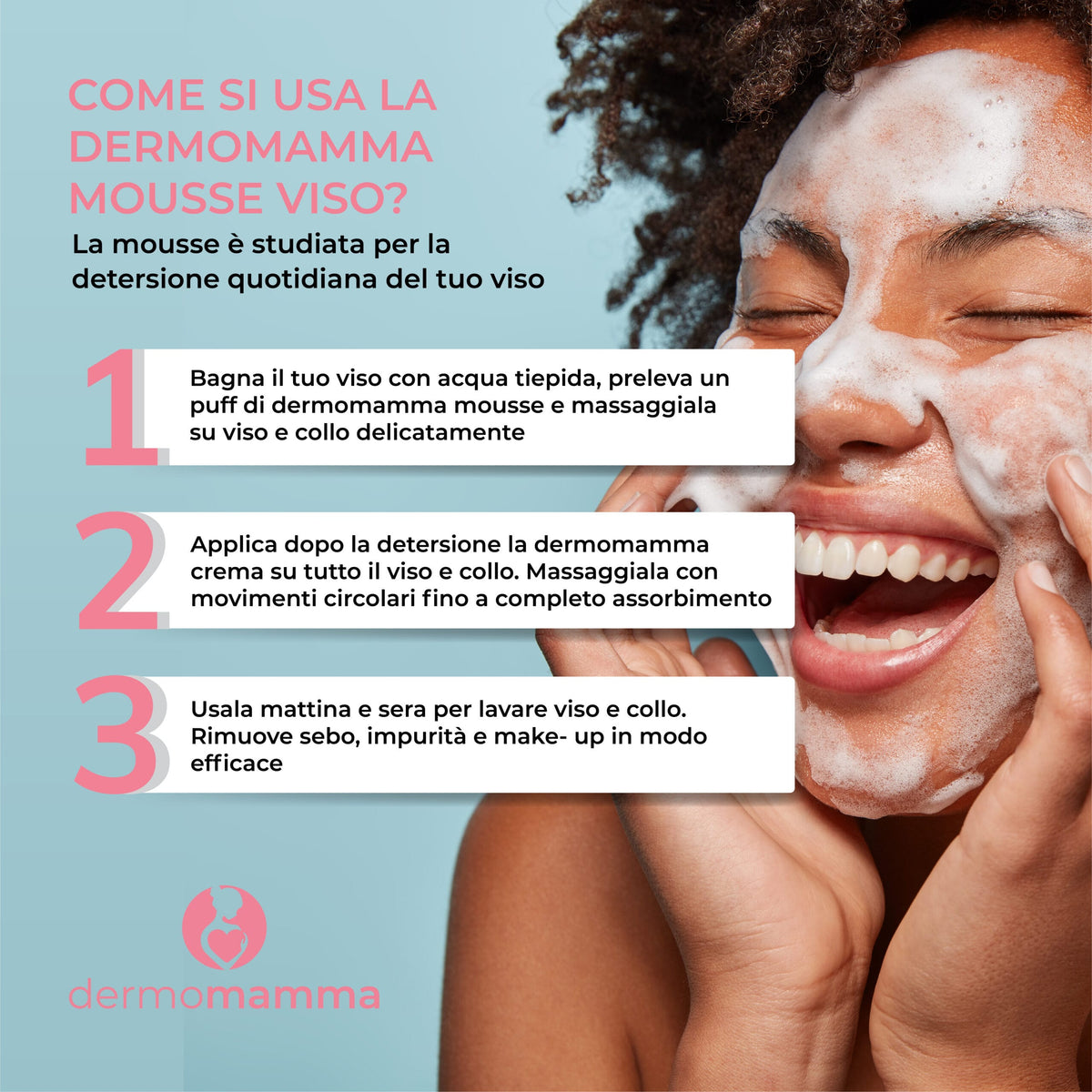 Mousse detergente viso