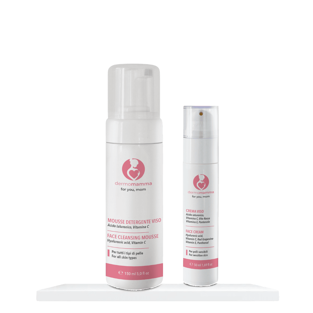 Duo Viso Dermomamma: mousse detergente viso e crema viso