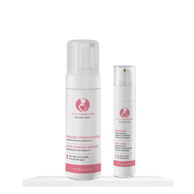 Duo Viso Dermomamma: mousse detergente viso e crema viso
