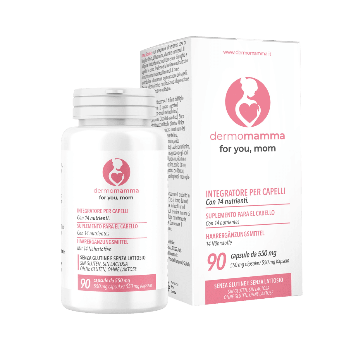 Integratore per capelli Dermomamma, confezione da 90 compresse
