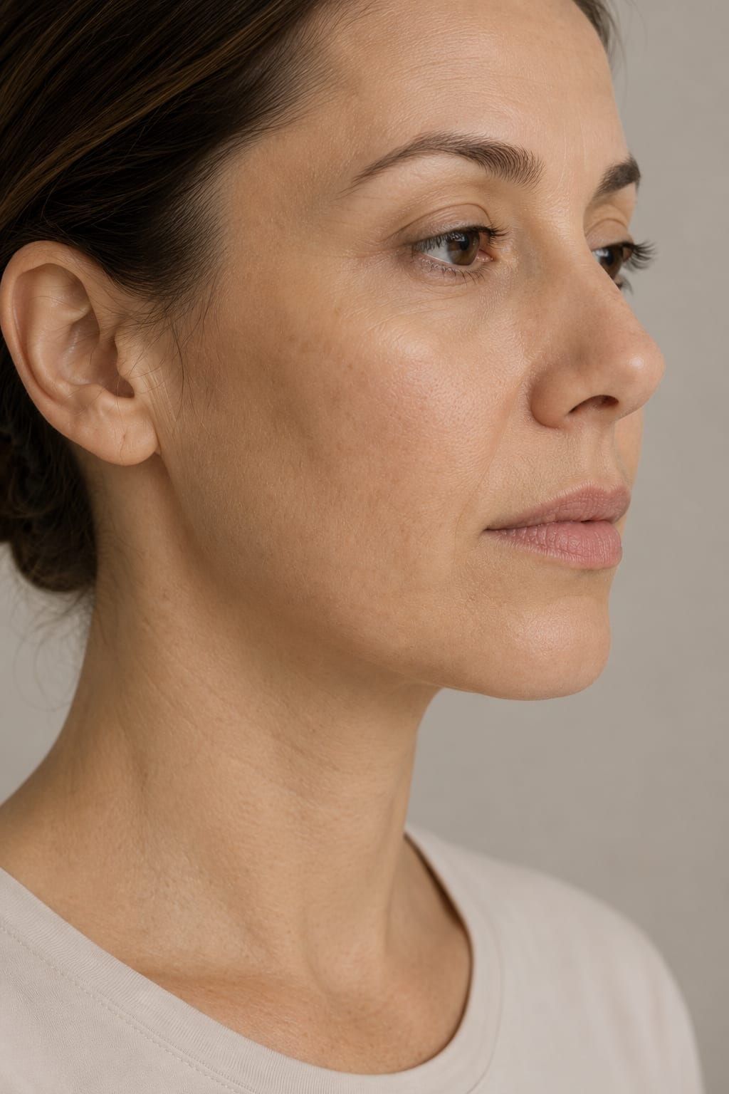 Viso di donna con macchie cutanee, prima del trattamento