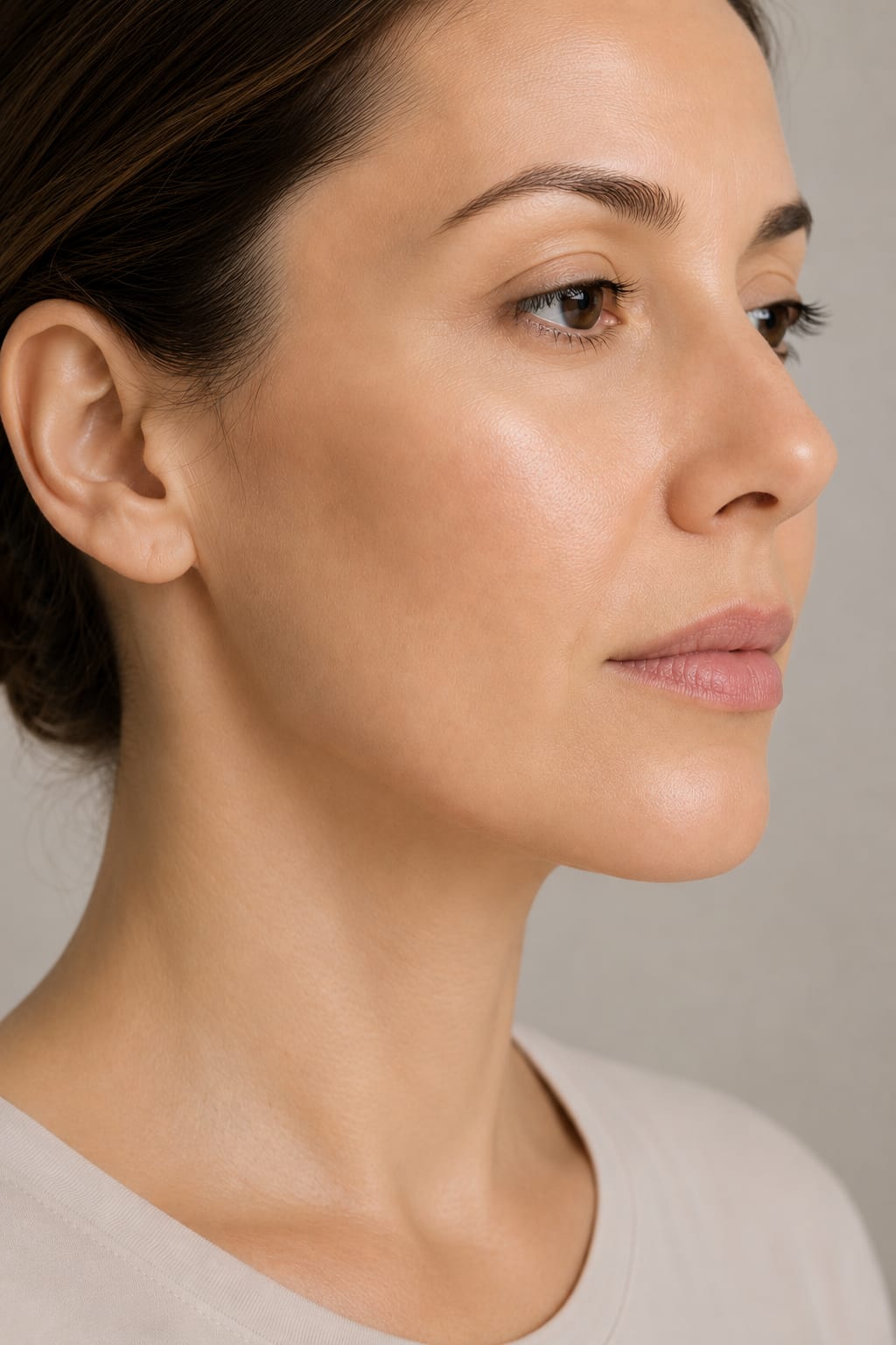 Viso di donna con pelle uniforme e luminosa, dopo il trattamento