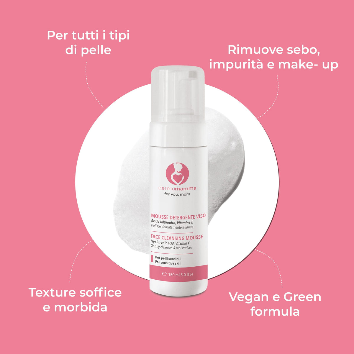 Mousse detergente viso